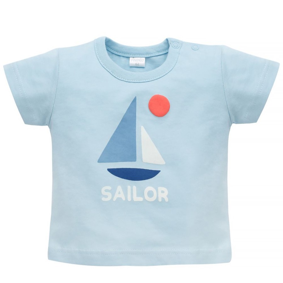 Chlopiec Pinokio | T-Shirt Niebieski Z Zaglowka Sailor